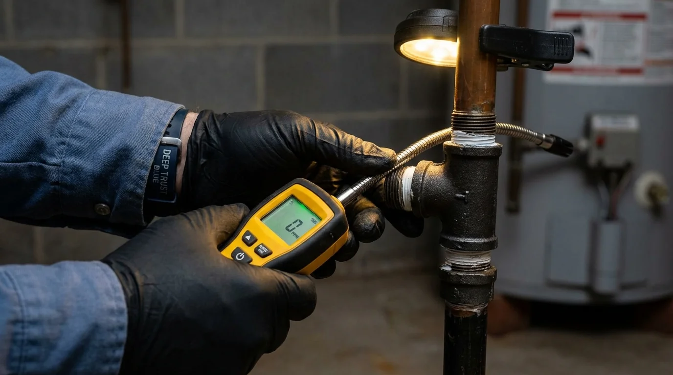 Gas leak detection with electronic sniffer by Johns Plumbing LLC in Kirbyville