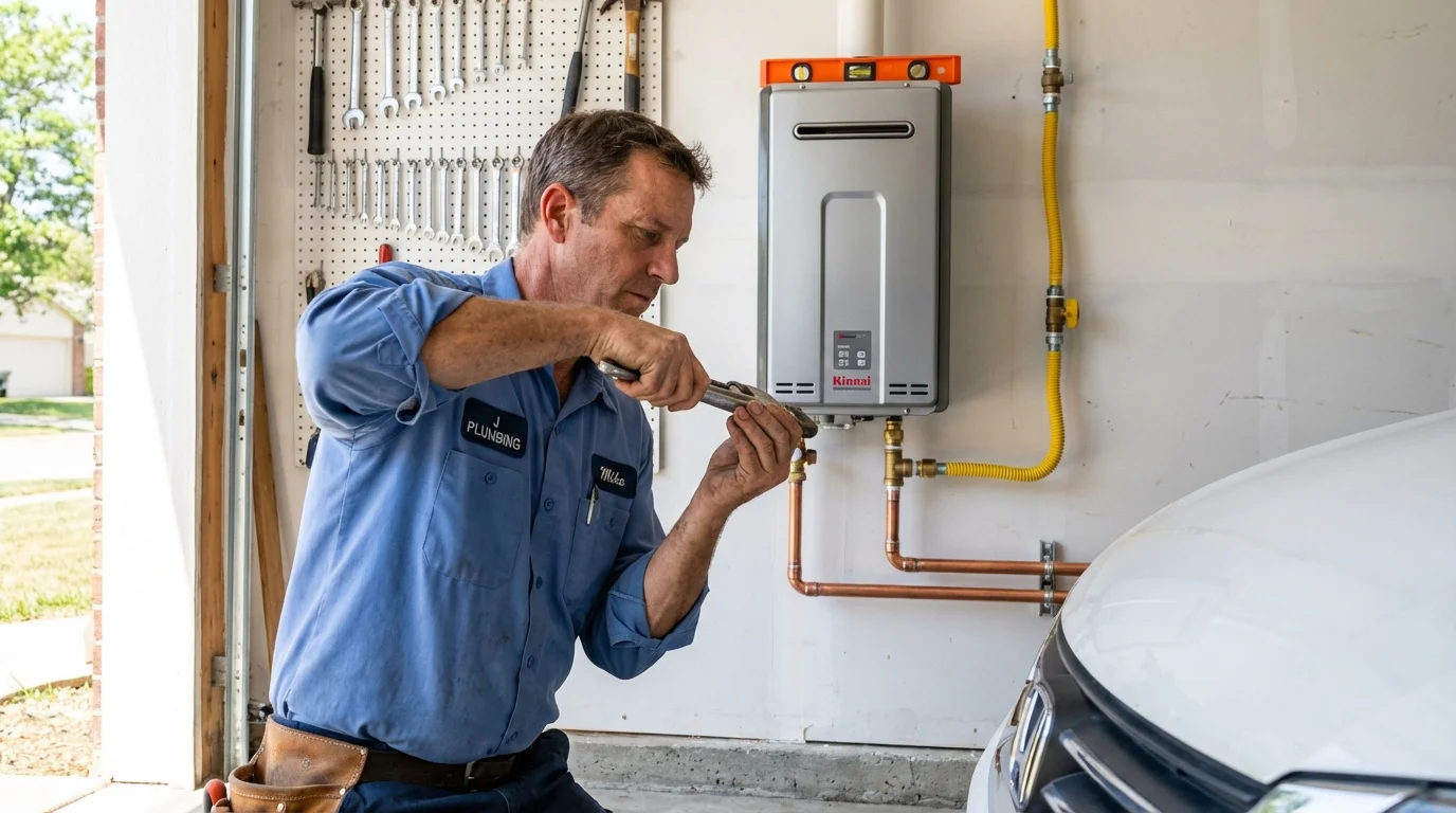 Tankless water heater installation by a Johns Plumbing LLC plumber in Kirbyville